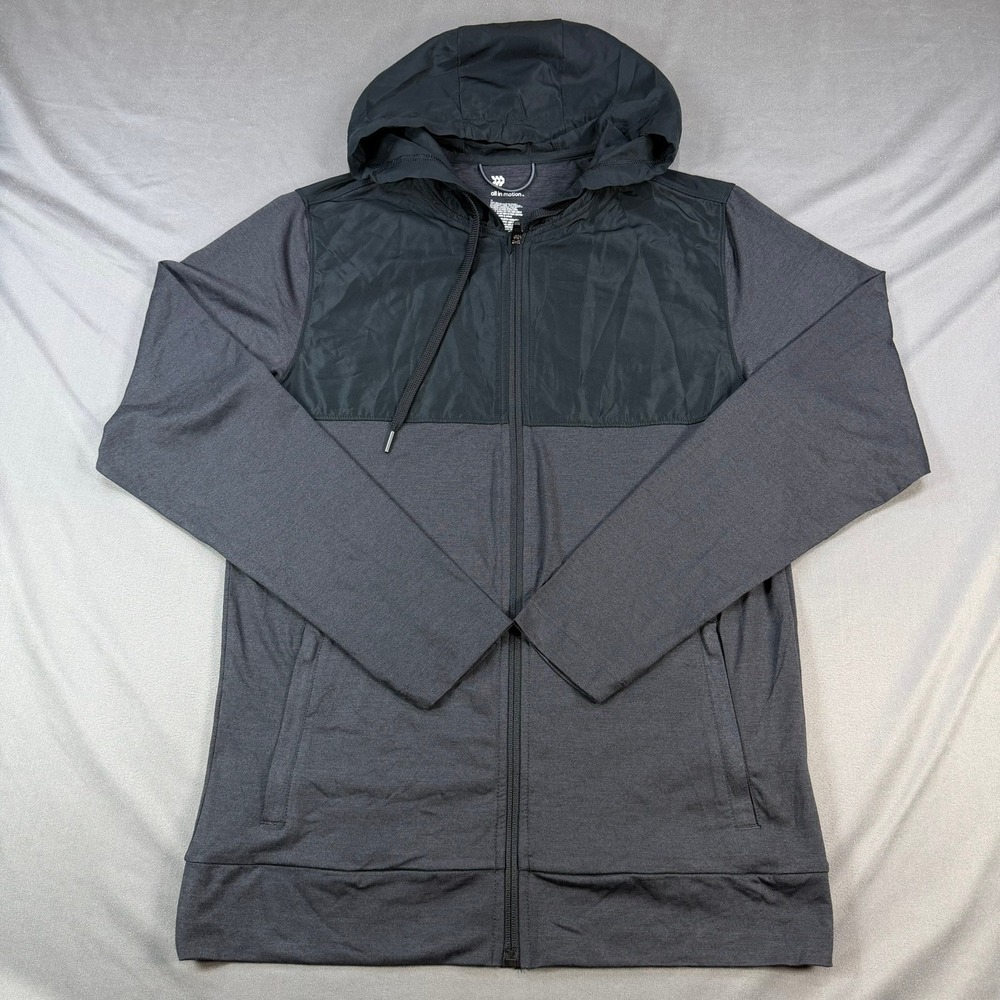 All in Motion Mens S Gray Recycled Poly Soft Stretch Full Zip Hooded Jacket NWT